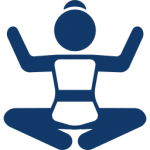 Femme en position de lotus, bras élevés Capcare - femme en position lotus